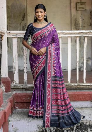 Picture of Splendid Silk Dark Slate Blue Saree