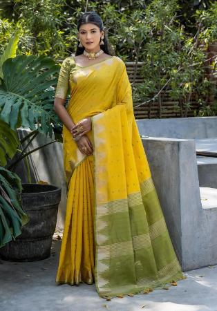 Picture of Gorgeous Silk Dark Golden Rod Saree