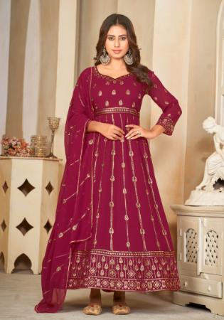 Picture of Georgette & Net Fire Brick Anarkali Salwar Kameez