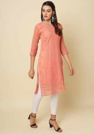 Picture of Fascinating Georgette Light Coral Kurtis & Tunic