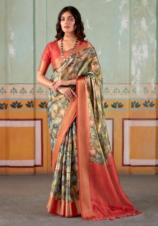 Picture of Sublime Silk Dark Khaki Saree