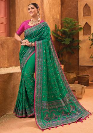 Picture of Marvelous Silk Teal Saree