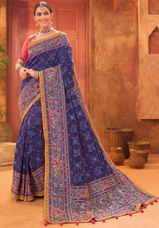 Picture of Radiant Silk Dark Slate Blue Saree