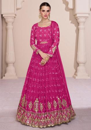 Picture of Georgette Medium Violet Red Anarkali Salwar Kameez