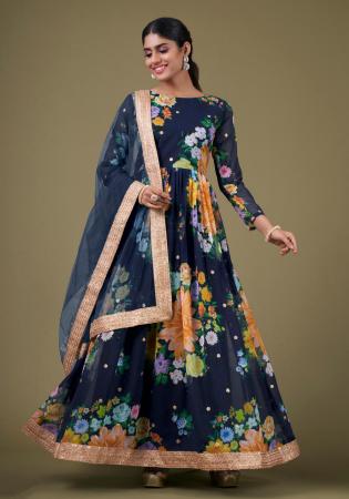 Picture of Georgette Dark Slate Grey Anarkali Salwar Kameez