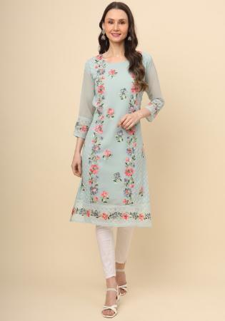 Picture of Classy Georgette Light Steel Blue Kurtis & Tunic