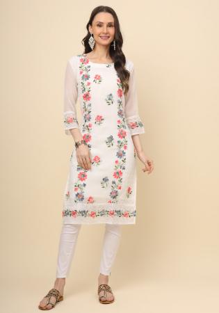 Picture of Graceful Georgette White Kurtis & Tunic