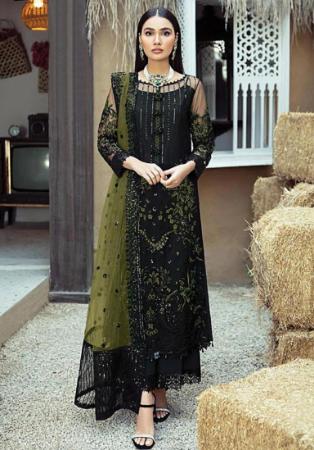 Picture of Sightly Georgette Black Straight Cut Salwar Kameez