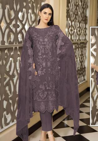 Picture of Georgette Dim Gray Straight Cut Salwar Kameez