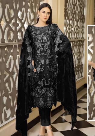 Picture of Ideal Georgette Black Straight Cut Salwar Kameez