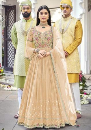 Picture of Grand Georgette Burly Wood Anarkali Salwar Kameez