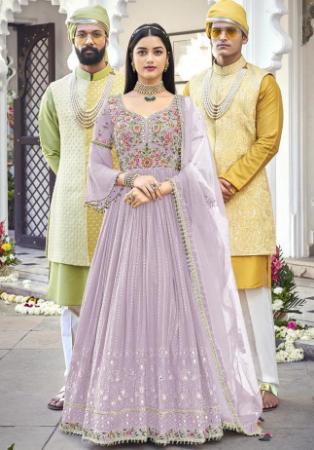 Picture of Pretty Georgette Rosy Brown Anarkali Salwar Kameez