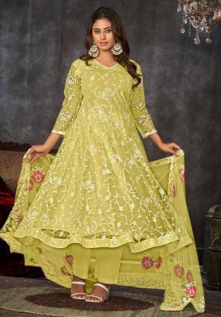 Picture of Resplendent Net Burly Wood Anarkali Salwar Kameez