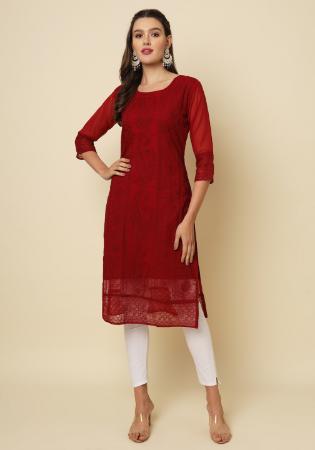 Picture of Grand Georgette Maroon Kurtis & Tunic