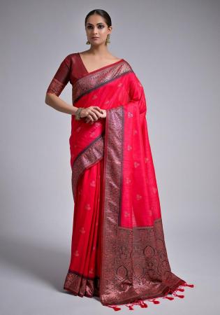 Picture of Well Formed Silk Red Saree