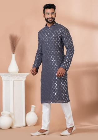 Picture of Superb Georgette Slate Grey Kurtas