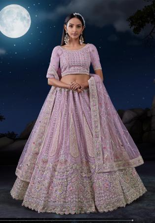 Picture of Delightful Net Plum Lehenga Choli