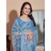 Picture of Excellent Net Steel Blue Saree