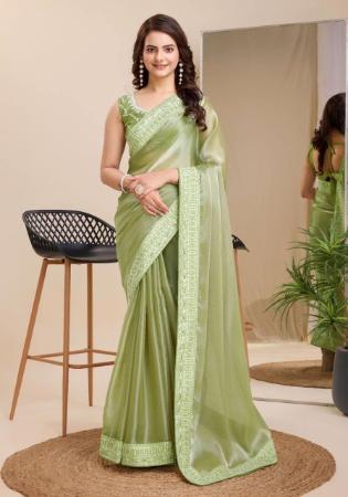 Picture of Marvelous Organza Dark Khaki Saree