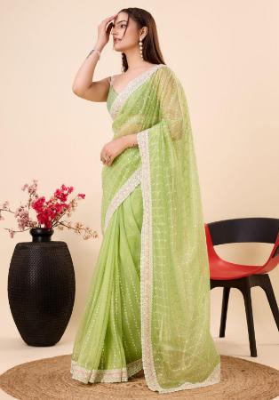 Picture of Pretty Net Dark Khaki Saree