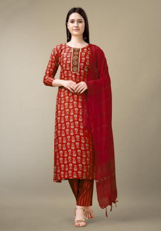 Picture of Splendid Rayon Maroon Readymade Salwar Kameez