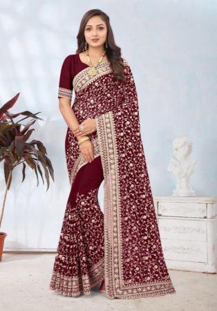 Picture of Bewitching Georgette Saddle Brown Saree