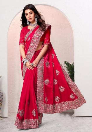 Picture of Statuesque Crepe & Silk Crimson Saree