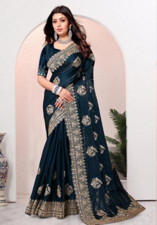 Picture of Wonderful Crepe & Silk Midnight Blue Saree