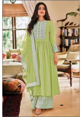 Picture of Georgette Dark Khaki Straight Cut Salwar Kameez