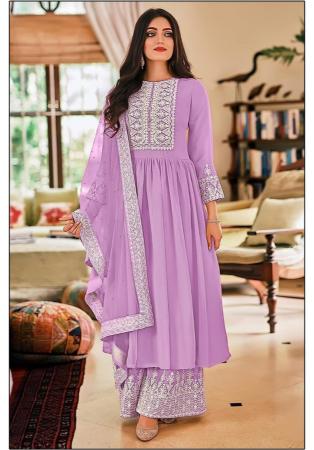 Picture of Graceful Georgette Plum Straight Cut Salwar Kameez