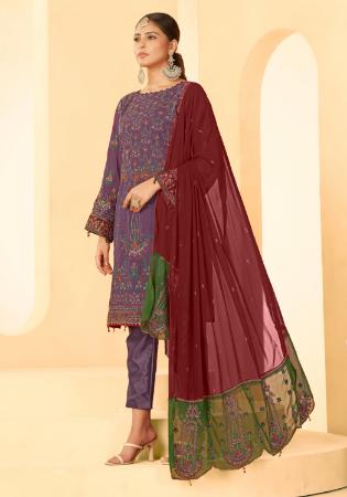 Picture of Beauteous Georgette Purple Straight Cut Salwar Kameez