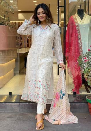 Picture of Superb Organza Ghost White Readymade Salwar Kameez