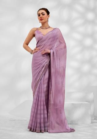 Picture of Sightly Chiffon & Satin Fuchsia Saree