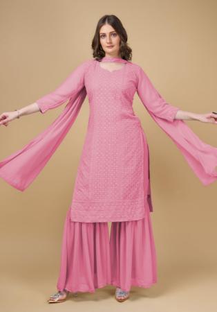 Picture of Georgette Pale Violet Red Readymade Salwar Kameez