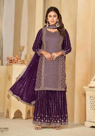 Picture of Georgette Saddle Brown Straight Cut Salwar Kameez