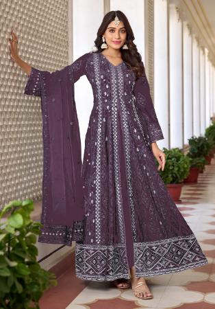 Picture of Georgette Dim Gray Anarkali Salwar Kameez