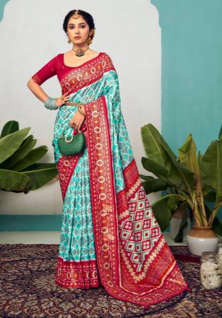 Picture of Shapely Cotton & Silk Cadet Blue Saree