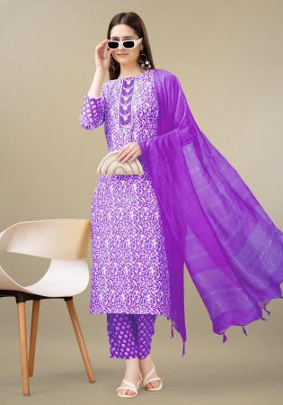 Picture of Beautiful Rayon Dark Orchid Readymade Salwar Kameez