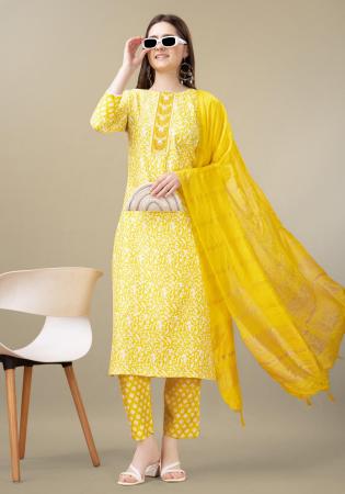 Picture of Taking Rayon Golden Rod Readymade Salwar Kameez