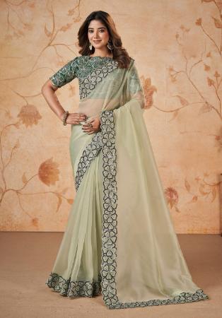 Picture of Sightly Silk Dark Sea Green Saree