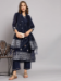 Picture of Cotton & Silk Navy Blue Readymade Salwar Kameez