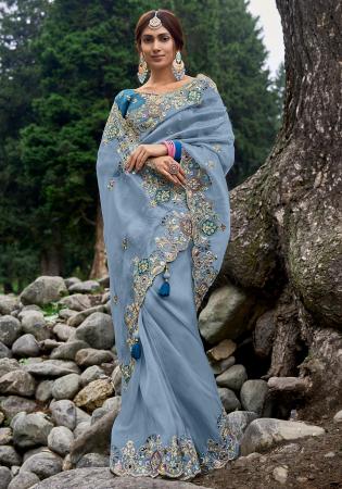 Picture of Splendid Silk Light Slate Grey Saree