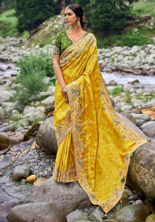 Picture of Taking Silk Dark Golden Rod Saree