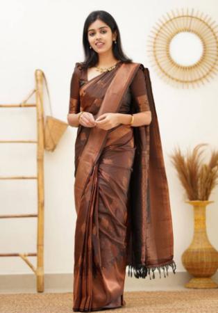 Picture of Grand Silk Saddle Brown Saree