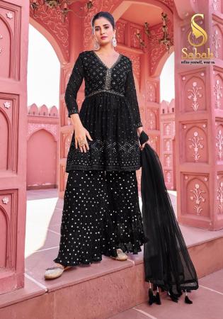 Picture of Graceful Georgette Black Straight Cut Salwar Kameez