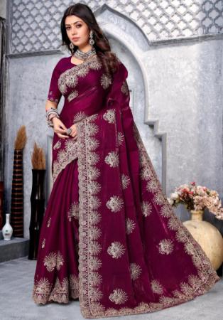 Picture of Delightful Crepe & Silk Maroon Saree