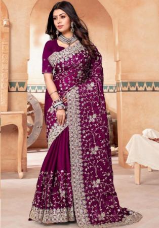 Picture of Ravishing Crepe & Silk Purple Saree