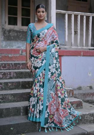 Picture of Elegant Silk Sea Green Saree