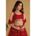 Picture of Georgette & Net & Organza Crimson Lehenga Choli