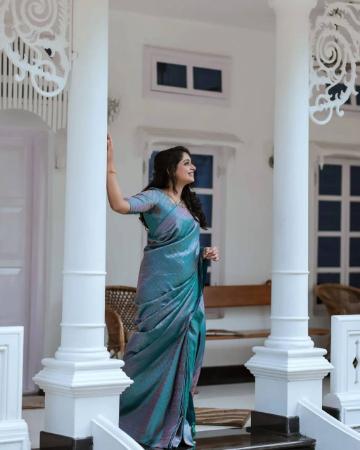 Picture of Ideal Silk Steel Blue Saree